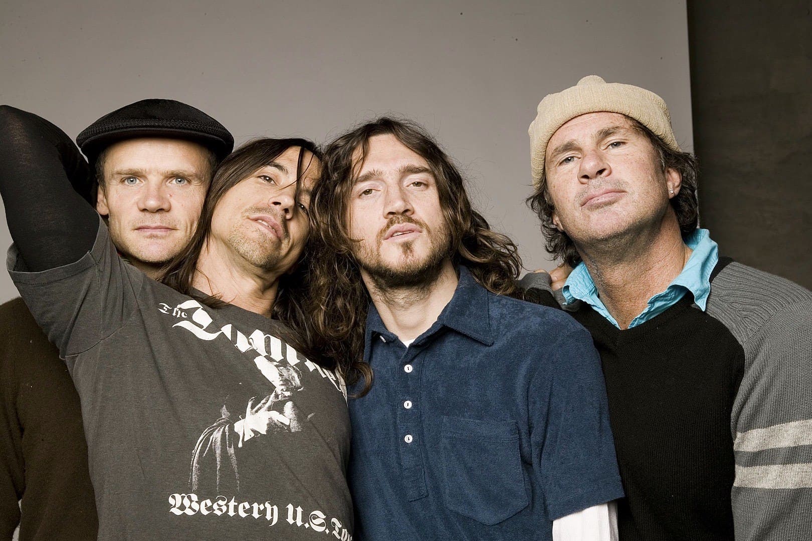 Group photo of band members of Red Hot Chili Peppers - contribution image to the theme: Scar Tissue