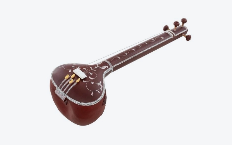 Die Tambura* ist ein vier- bis sechssaitiges Instrument, das hauptsächlich eine dronige Begleitfunktion in der klassischen indischen Musik einnimmt. 